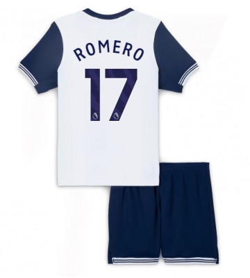 Tottenham Hotspur Cristian Romero #17 Primera Equipación Niños 2024-25 Manga Corta (+ Pantalones cortos)